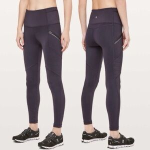 Lululemon Toasty Tech Tight II Cyber Purple Fleece Winter Leggings Womens 8